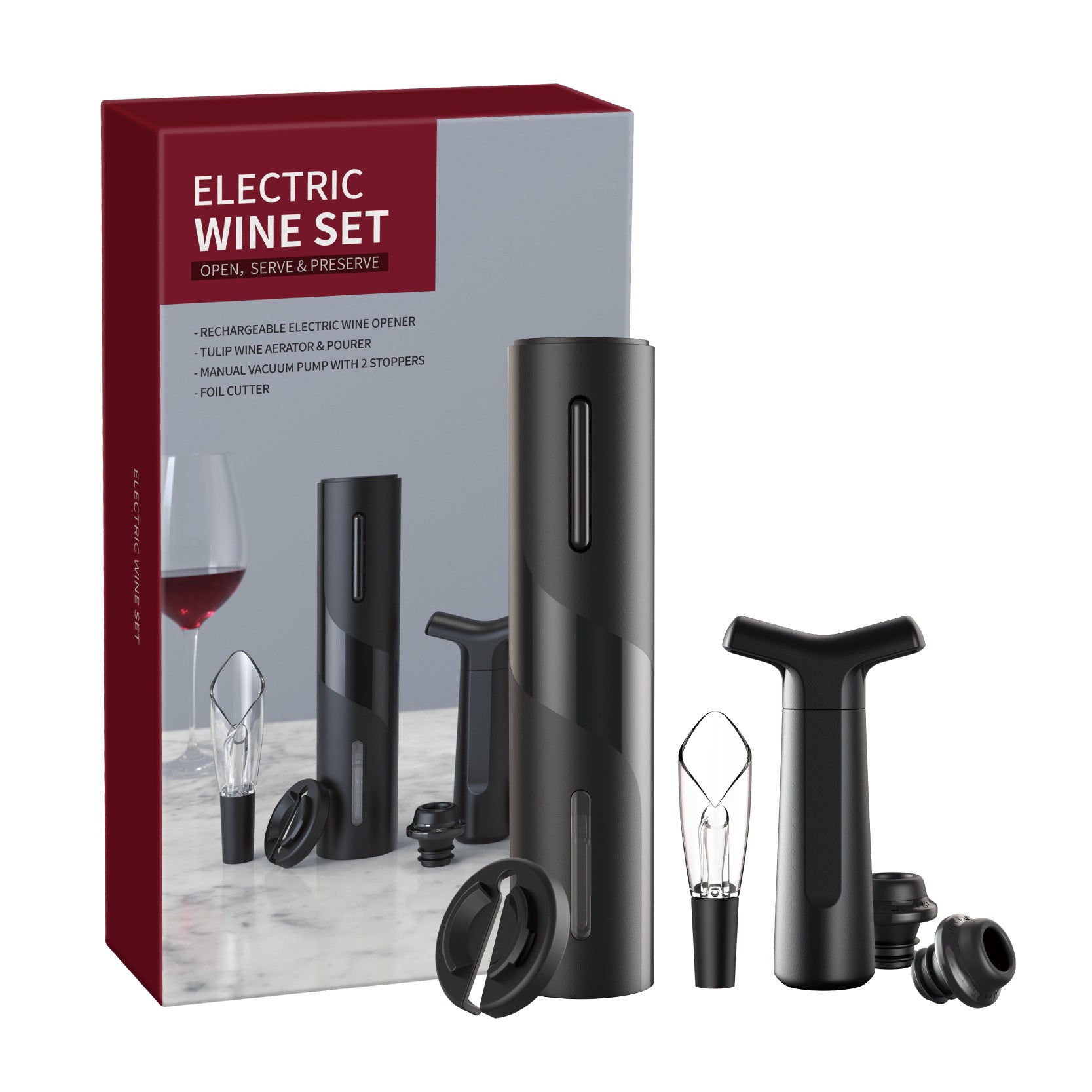 Online Planet WineOpener™ – Elektrischer Weinflaschenöffner, USB aufladbar mit LED-Licht